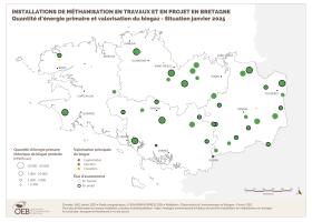 Installations de méthanisation en travaux et en projet - Quantité d'énergie primaire et valorisation du biogaz - Situation janvier 2025