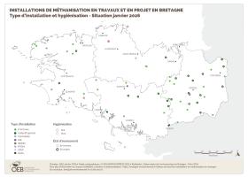 Installations de méthanisation en travaux et en projet - Type d'installation et hygiénisation - Situation janvier 2026
