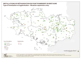 Installations de méthanisation en fonctionnement - Type d'installation et hygiénisation - Situation septembre 2023