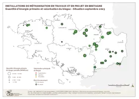 Clone of Installations de méthanisation en travaux et en projet - Quantité d'énergie primaire et valorisation du biogaz - Situation septembre 2023