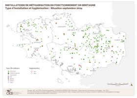 Installations de méthanisation en fonctionnement - Type d'installation et hygiénisation - Situation septembre 2024