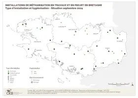 Installations de méthanisation en travaux et en projet - Type d'installation et hygiénisation - Situation septembre 2024