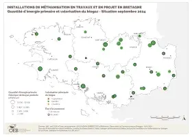 Installations de méthanisation en travaux et en projet - Quantité d'énergie primaire et valorisation du biogaz - Situation septembre 2024