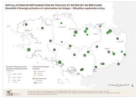 Installations de méthanisation en travaux et en projet - Quantité d'énergie primaire et valorisation du biogaz - Situation septembre 2024