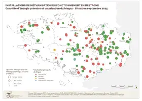 Installations de méthanisation en fonctionnement - Quantité d'énergie primaire et valorisation du biogaz - Situation septembre 2025