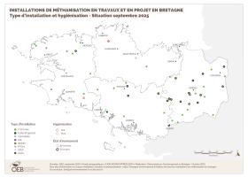 Installations de méthanisation en travaux et en projet - Type d'installation et hygiénisation - Situation septembre 2025