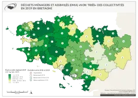 Déchets ménagers et assimilés (DMA) "non triés" des collectivités en 2019