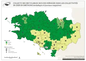 Collecte des recyclables secs des ménages (emballages et journaux-magazines) dans les collectivités en 2020