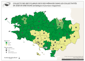 Collecte des recyclables secs des ménages (emballages et journaux-magazines) dans les collectivités en 2020