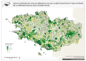 Lieux d'apport en vue du réemploi ou de la réutilisation et des acteurs de la réparation en 2021