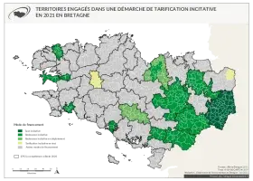 Territoires engagés dans une démarche de tarification incitative en 2021