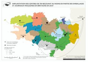 Implantation des centres de tri recevant au moins en partie des emballages et journaux-magazines en 2019