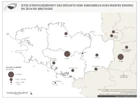 Sites d'enfouissement des déchets non dangereux non inertes en 2016 en Bretagne