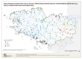  Qualité des cours d'eau bretons vis-à-vis de l'indice macro-invertébrés (IBGN) en 2019