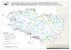Qualité des cours d'eau bretons vis-à-vis des orthophosphates en 2019