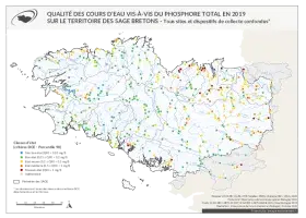 Qualité des cours d'eau bretons vis-à-vis du phosphore total en 2019