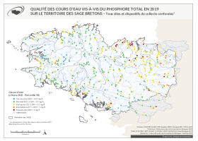 Qualité des cours d'eau bretons vis-à-vis du phosphore total en 2019