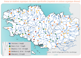 Qualité des cours d'eau bretons vis-à-vis des matières organiques dans les eaux de surface en 2014 - Réseau RCS - Bilan de l'eau Dreal Bretagne