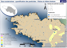Qualité des eaux souterraines vis-à-vis des pesticides en 2015