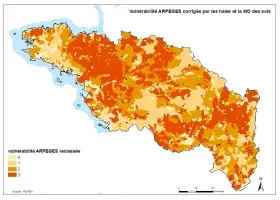 Vulnérabilité au transfert de pesticides sur le bassin Loire-Bretagne d'après la méthode ARPEGES