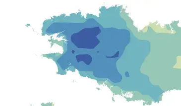 Carte des précipitations dans une France à +4°C