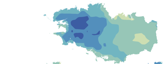 Carte des précipitations dans une France à +4°C