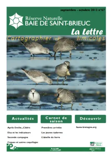 couv La Lettre, Réserve naturelle de la baie de Saint-Brieuc n°67 - Cartographier les limicoles