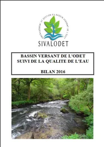 couv Bassin versant de l'Odet - suivi de la qualité de l'eau - bilan annuel 2016