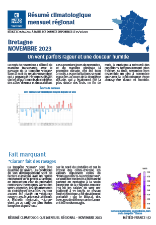 logo Bulletin climatique mensuel de la Bretagne - novembre 2023
