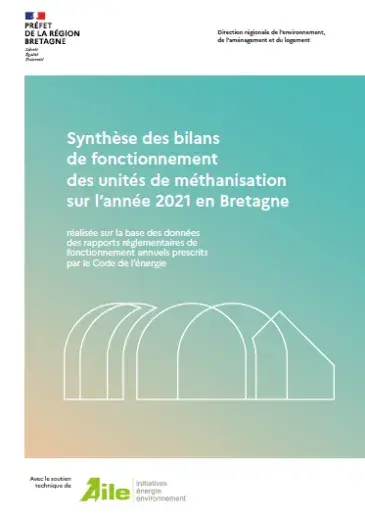 couv Synthèse des bilans de fonctionnement des unités de méthanisation sur l'année 2021 en Bretagne