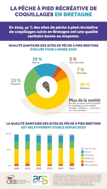Infographie Qualité sanitaire des sites de pêche à pied en Bretagne