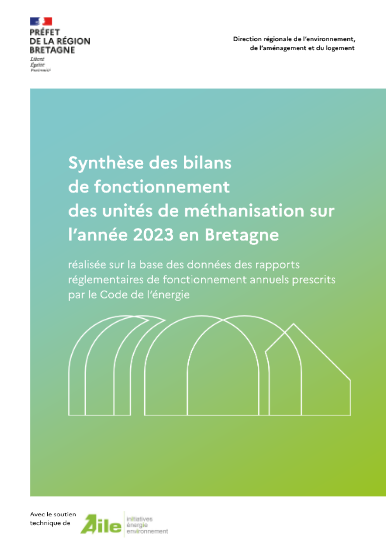 couv Synthèse des bilans de fonctionnement des unités de méthanisation sur l'année 2023 en Bretagne