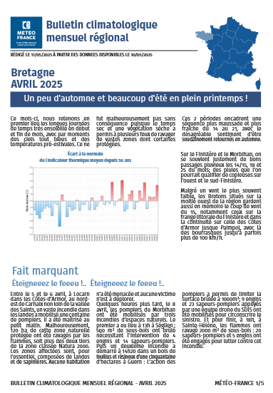 couv Bulletin climatique mensuel de la Bretagne - avril 2025