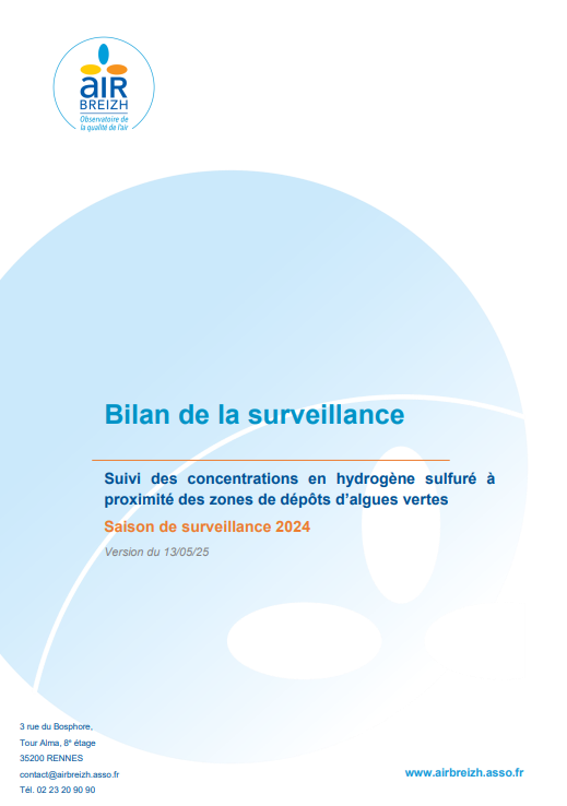 couv Suivi des concentrations en hydrogène sulfuré à proximité des zones de dépôts d’algues vertes. Saison de surveillance 2024