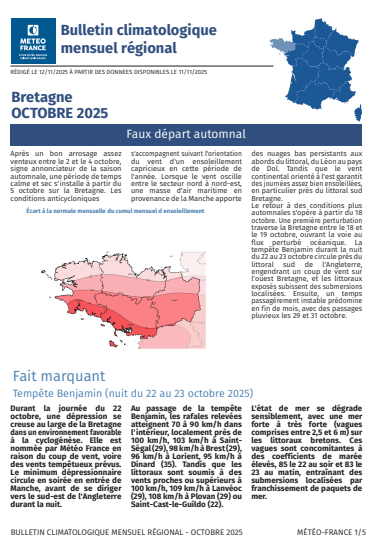couv Bulletin climatique mensuel de la Bretagne - octobre 2025