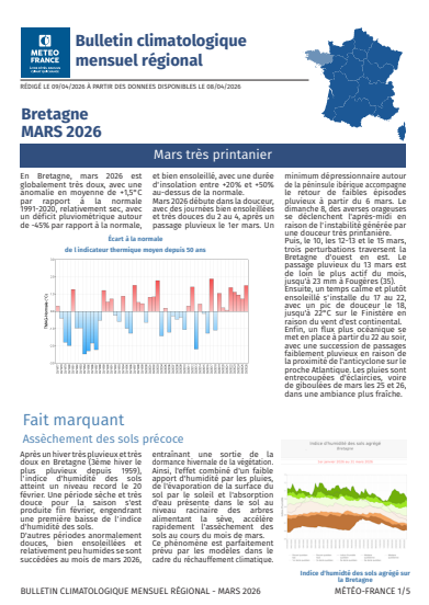 couv Bulletin climatologique mensuel de la Bretagne - mars 2026