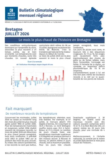 couv Bulletin climatologique mensuel de la Bretagne - juillet 2026