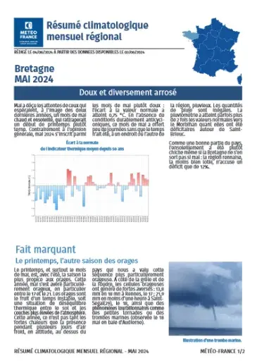Bulletin climatique mensuel de la Bretagne - mai 2024