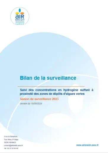 couv Suivi des concentrations en hydrogène sulfuré à proximité des zones de dépôts d’algues vertes. Saison de surveillance 2023