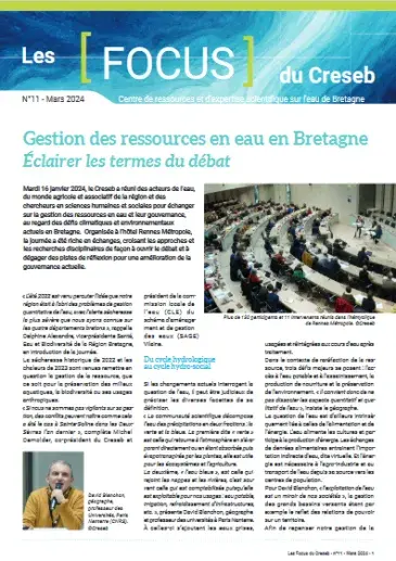 couv Les focus du Creseb : Gestion des ressources en eau en Bretagne. Éclairer les termes du débat