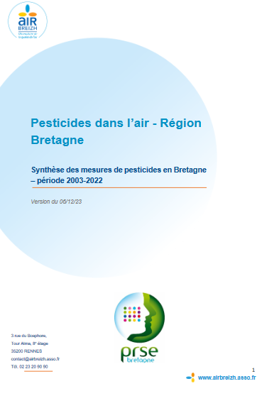 couv Pesticides dans l’air région Bretagne - Synthèse des mesures de pesticides en Bretagne - période 2003-2022