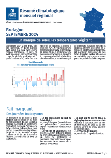 couv Bulletin climatique mensuel de la Bretagne - septembre 2024