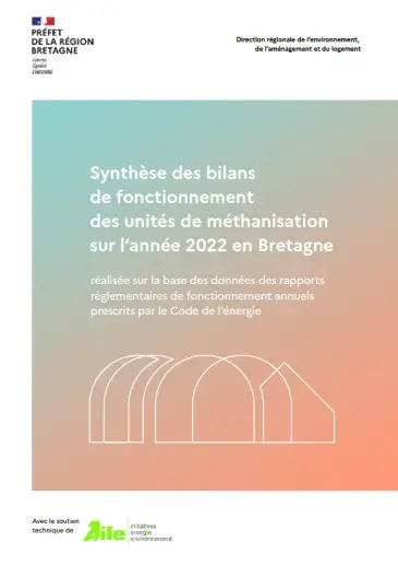 couv Synthèse des bilans de fonctionnement des unités de méthanisation sur l'année 2022 en Bretagne