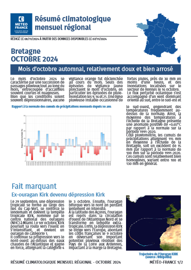 couv Bulletin climatique mensuel de la Bretagne - octobre 2024