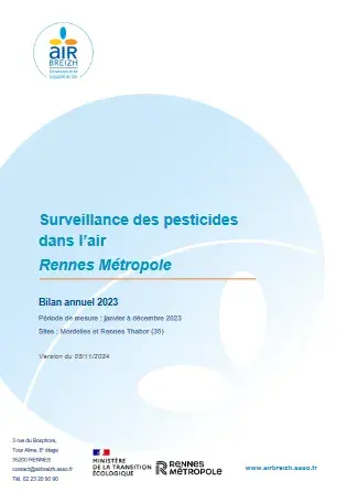 couv Surveillance des pesticides dans l’air - Rennes Métropole - Bilan 2023