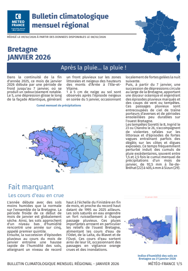 couv Bulletin climatique mensuel de la Bretagne - janvier 2026
