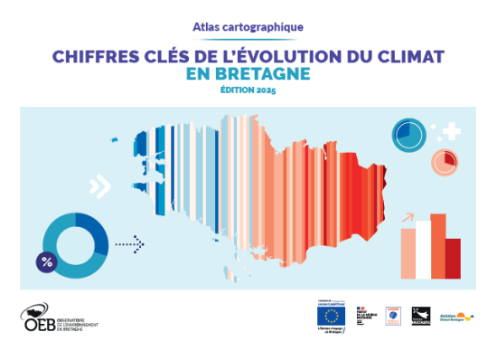 couv atlas cartographique "Chiffres clés de l'évolution du climat en Bretagne, édition 2025"