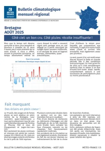 couv Bulletin climatique mensuel de la Bretagne - août 2025