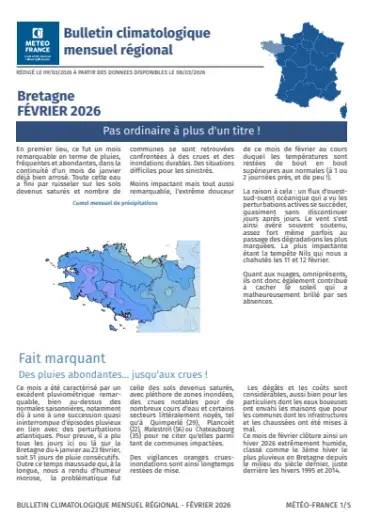 couv Bulletin climatique mensuel de la Bretagne - février 2026