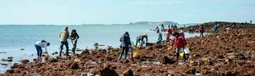 photo de pecheurs à pied sur les rochers